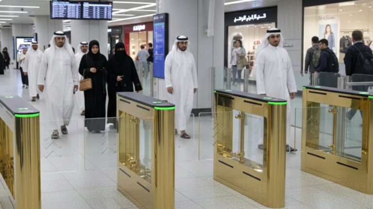 بوابات مرور سريعة speed gates لون ذهبي فاخر للمولات والشركات